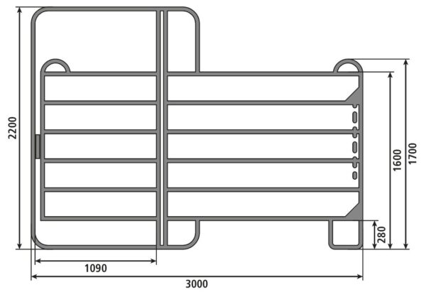 Pannello per pascoli con cancello 300 x 220 cm - immagine 3