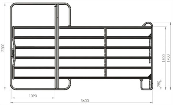 Pannello per pascoli con cancello 360 x 220 cm